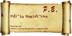 Pály Boglárka névjegykártya